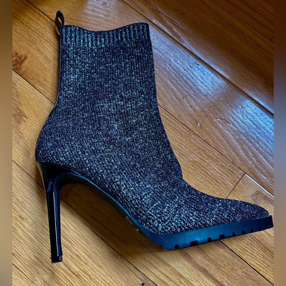 Brand New Mix No. 6 Desirae Black Sparkle Stretch High Heel Boots Bootie Size 8 - Picture 6 of 12